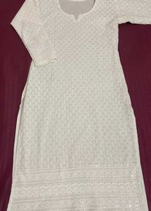 Elegant White Sequin Kurta