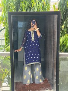 Elegant Blue &amp; Grey Kurta Set (XL, XXL)