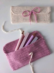 2 Crochet Pouches with Bow Detail