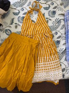 Yellow Kurta Set with White Detailing small size