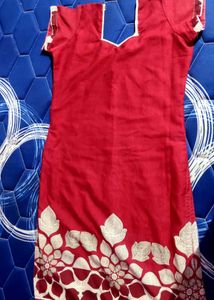 Red Kurta with Floral Border ✨❤️