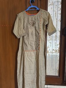 Stylish Beige Kurta with Embellishments