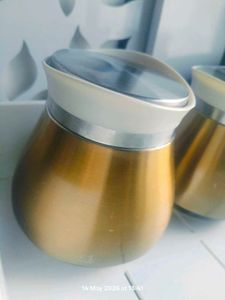 Set of 3 Gold Kitchen glass container