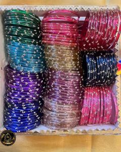 one stone Glass Bangles 6 Dozens any colour+box