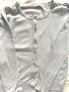 Cute Light Blue Sweater With Scalloping