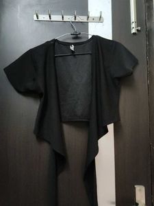 Black Open Front Cardigan