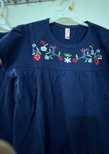Twin Set Of Beautiful Embroidered Navy Blue Top