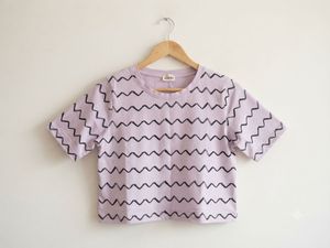 Lilac Zigzag Print Cropped T-Shirt