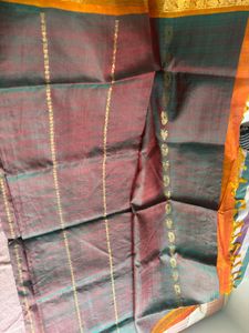 Orange-Brown dual shade 💯Silk Saree
