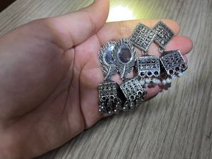 Oxidised Silver Jhumka Earrings