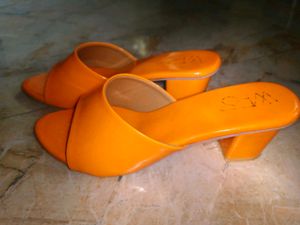 Bright Orange Slip-On Sandals