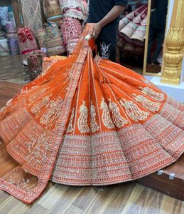 Orange Embroidered Lehenga Choli