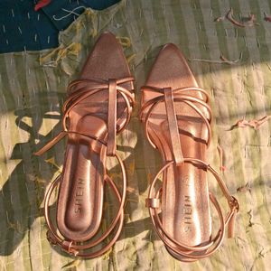 Gold Strappy Flat Sandals