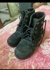 Black Lace-Up Ankle Boots