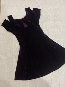 Purple Velvet Off-Shoulder Mini Dress
