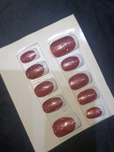 Sparkly Pink+French Press-On Nails
