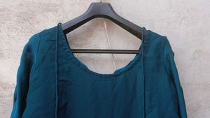 Royal Teal Green Kurta Pant Set | Gold Embroidery