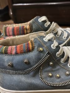Unique Denim High-Top Sneakers