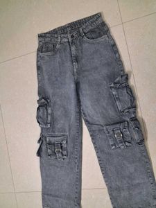 Stylish Grey Cargo Jeans