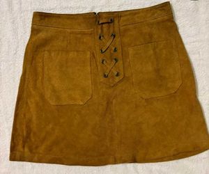 Suede Mini Skirt - Tan
