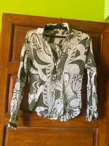 Unique Patterned Button-Up Blouse