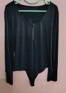 Chic Black Long Sleeve Bodysuit