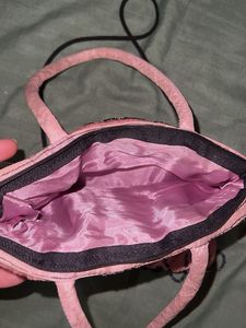 Handmade Pink Beaded Velvet Handbag