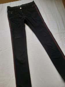 ​Men's Slim Fit Black Jeans with Side Stripe