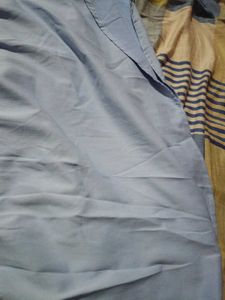 Light Blue Smocked Dress with Striped Overlay