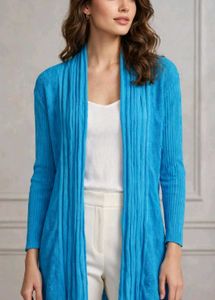 Stylish Blue Knit Cardigan