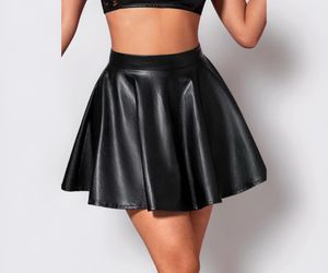 Black Faux Leather Pleated Mini Skirt