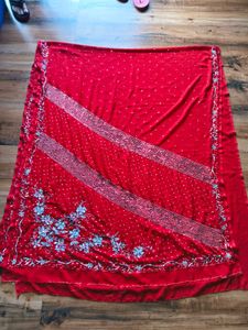 y2k Red heavy handwork Saree