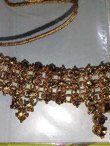 White and Golden stone / Double sided Necklace set