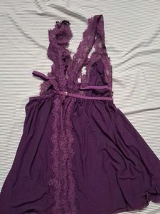 Burgundy Lace Babydoll Nightgown
