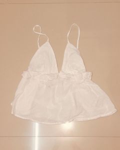 White Ruffled Cami Top