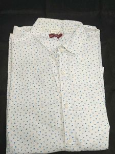 Boy's White Printed Short Sleeve Shirt