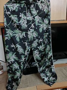 Botanical Print Satin Lounge Pants