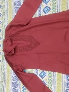 Embroidered Red Kurta