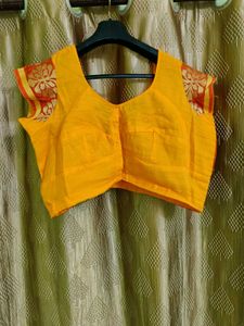 Yellow Cotton Saree With Free Size Blouse💛🥀✨