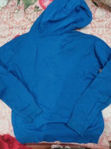 Blue Hoodie with Zipper Detail