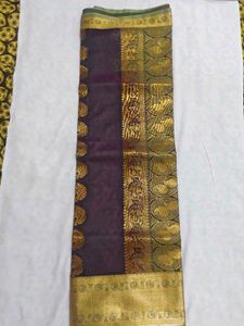 Elegant Purple &amp; Gold Brocade Saree