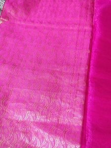 Vibrant Pink Silk Saree with Paisley Blouse