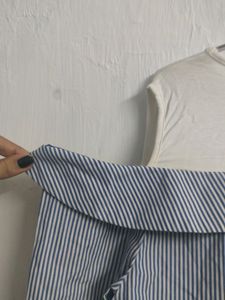 Zink London Off Shoulder Blue And White Stripped S