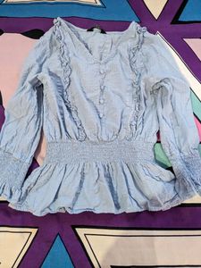 Cute Blue Peplum Top 🩵