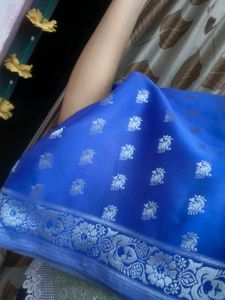 Elegant Blue Saree with Intricate Weave