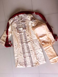 Men's Beige Sherwani Set