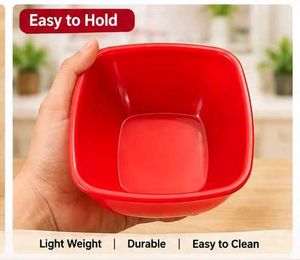 Red Plastic Bowl Set - 6 Pcs