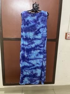 Blue Tie-Dye Sleeveless Dress