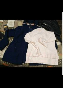 Stylish Blue Hooded Coat with sweater free