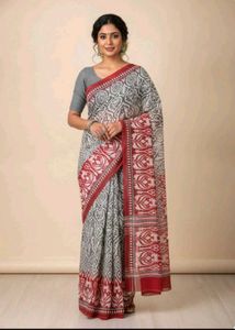 New soft printed saree with blouse piece